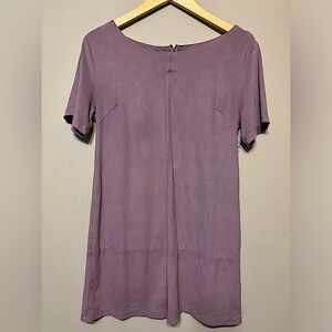 BISHOP + YOUNG Faux Suede Mauve Short Sleeved Shift Dress